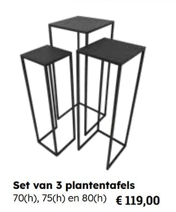 Promoties Set van 3 plantentafels - Huismerk - Europoint - Geldig van 25/03/2024 tot 12/05/2024 bij Europoint