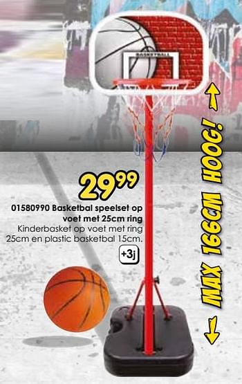 Promoties Basketbal speelset op voet met ring - Huismerk - Toychamp - Geldig van 30/03/2024 tot 28/04/2024 bij ToyChamp