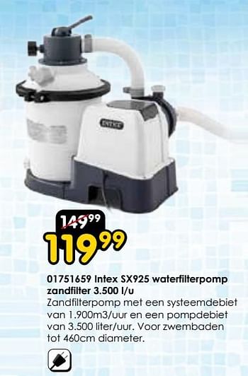 Promoties Intex sx925 waterfilterpomp zandfilter 3.500 l-u - Intex - Geldig van 30/03/2024 tot 28/04/2024 bij ToyChamp