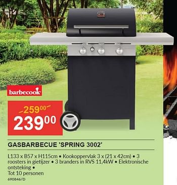 Promoties Gasbarbecue spring 3002 - Barbecook - Geldig van 28/03/2024 tot 14/04/2024 bij HandyHome