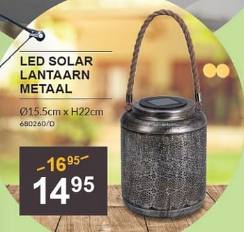 Promoties Led solar lantaarn metaal - Huismerk - HandyHome - Geldig van 28/03/2024 tot 14/04/2024 bij HandyHome