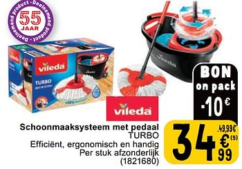 Promotions Schoonmaaksysteem met pedaal turbo - Vileda - Valide de 09/04/2024 à 15/04/2024 chez Cora