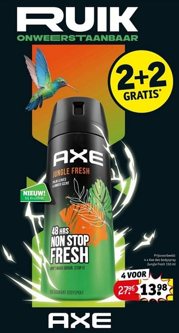 Promotions Axe deo bodyspray jungle fresh - Axe - Valide de 09/04/2024 à 21/04/2024 chez Kruidvat
