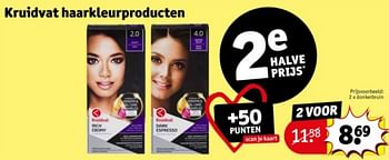 Promotions Haarkleurproducten donkerbruin - Produit maison - Kruidvat - Valide de 09/04/2024 à 21/04/2024 chez Kruidvat