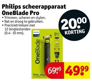 Promotions Philips scheerapparaat oneblade pro - Philips - Valide de 09/04/2024 à 21/04/2024 chez Kruidvat