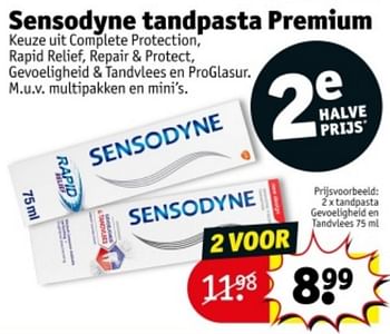 Promoties Tandpasta gevoeligheld en tandvlees - Sensodyne - Geldig van 09/04/2024 tot 21/04/2024 bij Kruidvat