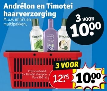 Promotions Timotei shampoo pure - Andrelon - Valide de 09/04/2024 à 21/04/2024 chez Kruidvat