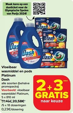 Promotions Vloeibaar wasmiddel platinum - Dash - Valide de 10/04/2024 à 16/04/2024 chez Carrefour