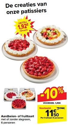 Aardbeien of fruittaart - Huismerk - Carrefour - Carrefour - Promoties.be