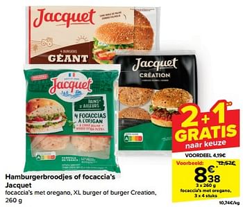 Promotions Focaccia’s met oregano - Jacquet - Valide de 10/04/2024 à 16/04/2024 chez Carrefour