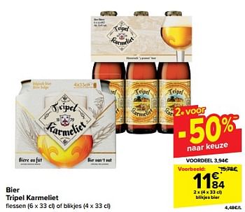 Promotions Bier tripel karmeliet - TRipel Karmeliet - Valide de 10/04/2024 à 16/04/2024 chez Carrefour
