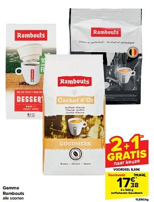 Promotions Koffiebonen goudmerk - Rombouts - Valide de 10/04/2024 à 16/04/2024 chez Carrefour