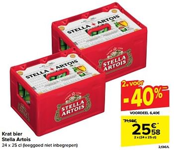 Promotions Krat bier stella artois - Stella Artois - Valide de 10/04/2024 à 16/04/2024 chez Carrefour
