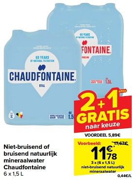 Promotions Niet bruisend natuurlijk mineraalwater - Chaudfontaine - Valide de 10/04/2024 à 16/04/2024 chez Carrefour
