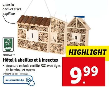 Promoties Hôtel à abeilles et à insectes - Zoofari - Geldig van 10/04/2024 tot 16/04/2024 bij Lidl
