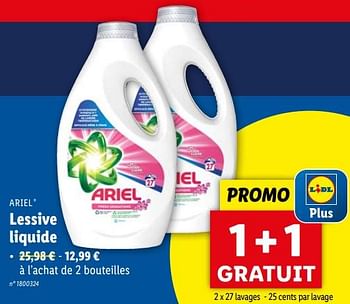 Promoties Lessive liquide - Ariel - Geldig van 10/04/2024 tot 16/04/2024 bij Lidl