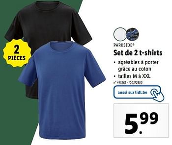 Promoties Set de 2 t-shirts - Parkside - Geldig van 10/04/2024 tot 16/04/2024 bij Lidl