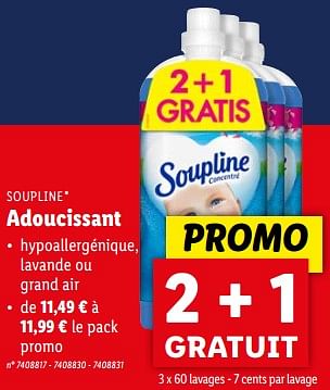 Promoties Adoucissant - Soupline - Geldig van 10/04/2024 tot 16/04/2024 bij Lidl