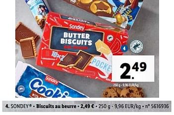 Promoties Biscuits au beurre - Sondey - Geldig van 10/04/2024 tot 16/04/2024 bij Lidl
