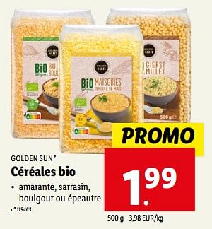 Promoties Céréales bio - Golden Sun - Geldig van 10/04/2024 tot 16/04/2024 bij Lidl