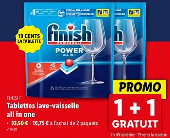 Promoties Tablettes lave-vaisselle all in one - Finish - Geldig van 10/04/2024 tot 16/04/2024 bij Lidl