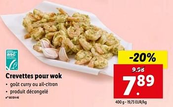 Promoties Crevettes pour wok - Huismerk - Lidl - Geldig van 10/04/2024 tot 16/04/2024 bij Lidl