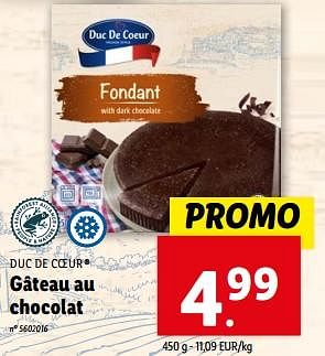 Promoties Gâteau au chocolat - Duc De Coeur - Geldig van 10/04/2024 tot 16/04/2024 bij Lidl