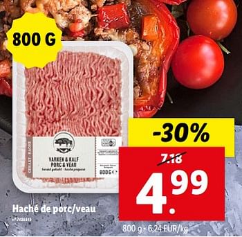 Promoties Haché de porc-veau - Huismerk - Lidl - Geldig van 10/04/2024 tot 16/04/2024 bij Lidl