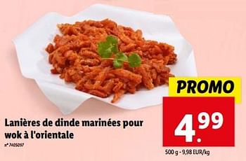 Promotions Lanières de dinde marinées pour wok à l`orientale - Produit maison - Lidl - Valide de 10/04/2024 à 16/04/2024 chez Lidl