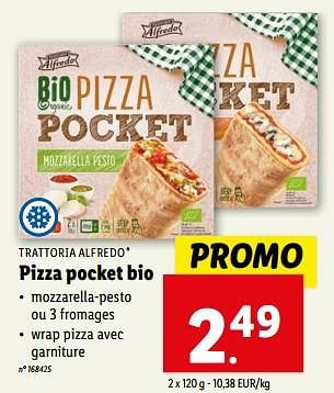 Promotions Pizza pocket bio - Trattoria Alfredo - Valide de 10/04/2024 à 16/04/2024 chez Lidl
