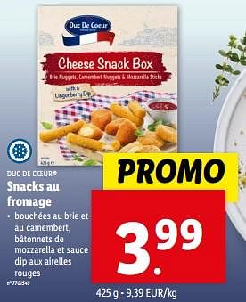 Promoties Snacks au fromage - Duc De Coeur - Geldig van 10/04/2024 tot 16/04/2024 bij Lidl