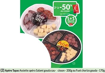 Promoties Apéro tapas assiette apéro salami gouda saucisson - Huismerk - Intermarche - Geldig van 01/04/2024 tot 30/04/2024 bij Intermarche