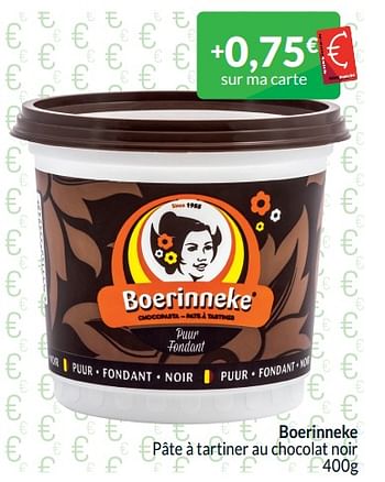 Promoties Boerinneke pâte à tartiner au chocolat noir - 't Boerinneke - Geldig van 01/04/2024 tot 30/04/2024 bij Intermarche
