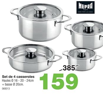 Promoties Set de 4 casseroles - Mepra - Geldig van 04/03/2024 tot 21/04/2024 bij Home & Co