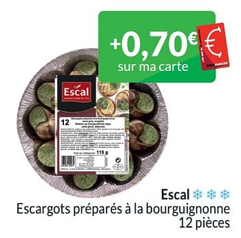 Promoties Escal escargots préparés à la bourguignonne - Escal - Geldig van 01/04/2024 tot 30/04/2024 bij Intermarche