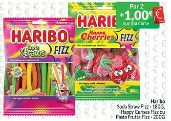 Promoties Haribo soda straw f!zz , happy cerises f!zz ou pasta frutta f!zz - Haribo - Geldig van 01/04/2024 tot 30/04/2024 bij Intermarche