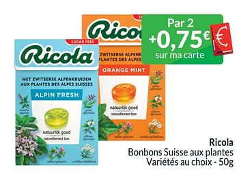 Promoties Ricola bonbons suisse aux plantes - Ricola - Geldig van 01/04/2024 tot 30/04/2024 bij Intermarche