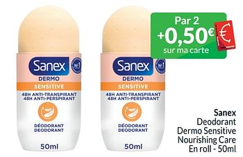 Promotions Sanex deodorant dermo sensitive nourishing care - Sanex - Valide de 01/04/2024 à 30/04/2024 chez Intermarche