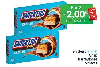 Promoties Snickers crisp barre glacée - Snickers - Geldig van 01/04/2024 tot 30/04/2024 bij Intermarche