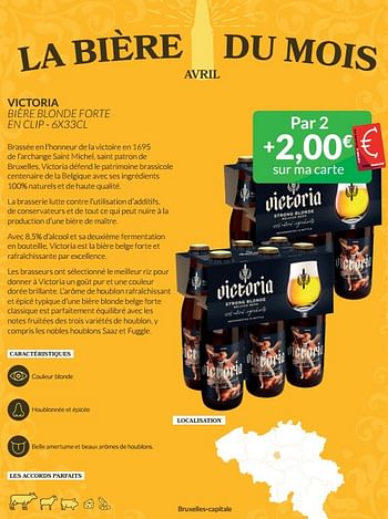 Promotions Victoria bière blonde forte - Victoria - Valide de 01/04/2024 à 30/04/2024 chez Intermarche