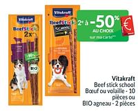 Promotions Vitakraft beef stick school boeuf ou volaille ou bio agneau - Vitakraft - Valide de 01/04/2024 à 30/04/2024 chez Intermarche
