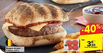 Promotions Burgers de porc - Produit maison - Carrefour  - Valide de 10/04/2024 à 16/04/2024 chez Carrefour