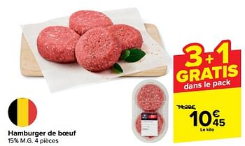 Promotions Hamburger de boeuf - Produit maison - Carrefour  - Valide de 10/04/2024 à 16/04/2024 chez Carrefour