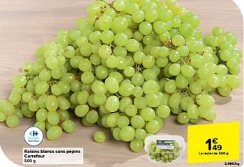 Promotions Raisins blancs sans pépins carrefour - Produit maison - Carrefour  - Valide de 10/04/2024 à 16/04/2024 chez Carrefour
