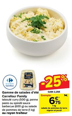 Promoties Salade de pommes de terre oignon et persil - Huismerk - Carrefour  - Geldig van 10/04/2024 tot 16/04/2024 bij Carrefour