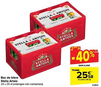 Promoties Bac de bière stella artois - Stella Artois - Geldig van 10/04/2024 tot 16/04/2024 bij Carrefour