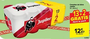 Promoties Canettes de bière jupiler - Jupiler - Geldig van 10/04/2024 tot 16/04/2024 bij Carrefour