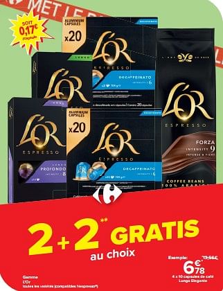 Promoties Capsules de café lungo elegante - Douwe Egberts - Geldig van 10/04/2024 tot 16/04/2024 bij Carrefour