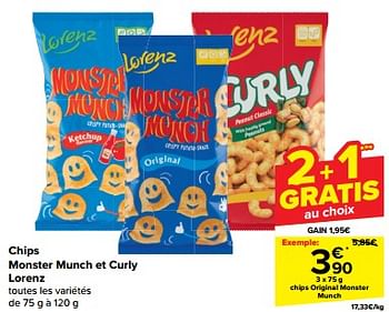 Promoties Chips original monster munch - lorenz - Geldig van 10/04/2024 tot 16/04/2024 bij Carrefour