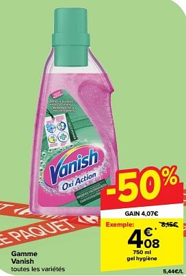 Promoties Gel hygiène - Vanish - Geldig van 10/04/2024 tot 16/04/2024 bij Carrefour